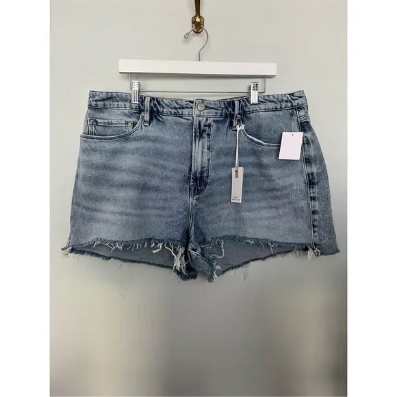 Good American Women's Good Girlfriend Indigo 108 Denim Shorts Size 18 NWT - Picture 2 of 6